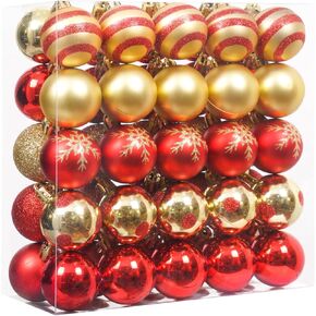XmasExp 50ct Mini Vintage Christmas Ornaments Set Red and Green Classic Retro Shatterproof Balls 4cm/1.57 Inch Christmas Decorations 2024 for Christmas Tree