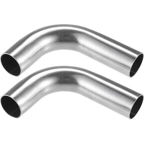 2 Pcs Bend Elbow Pipe Tube, 1" OD 4" 3.15" Leg 90 Degree DIY Exhaust Pipe Intercooler Air Intake Tube Universal for Car Automotive Durable 304 Stainless Steel Silver Tone