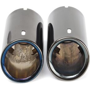 Pair Car Tail Exhaust Tip Pipes Titanium Black For BMW E90 E92 325 328i 3 Series 2006-2010 Stainless Steel