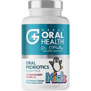 Childrens Oral Probiotics – Oral Care Probiotic for Kids Cavity Prevention & Bad Breath Treatment Supplement w/BLIS K12 M18 Mouth & Gum Health Dentist Formulated 30 Lozenge Strawberry –eBook Included