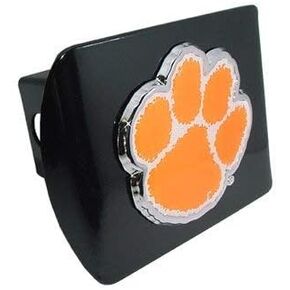 Clemson University Tigers "Black with Chrome & Color Paw Emblem" Trailer Hitch Cover Fits 2 Inch Auto Car Truck Receiver with NCAA College Sports Logo