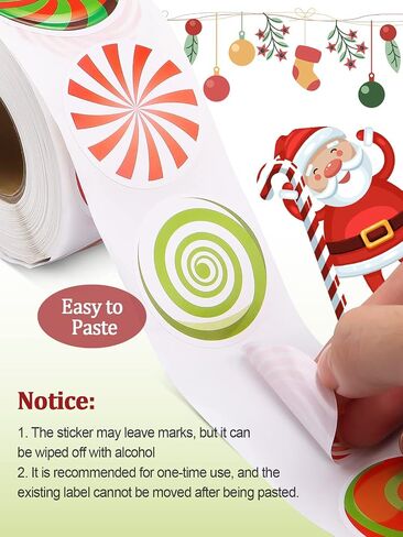 1000PCS Christmas Stickers Labels Kalolary 16 Patterns Adhesive Round Christmas Tags Colorful Xmas Decorative Envelope Seals Sticker for Craft Scrapbooking Party Christmas Decoration (2 Rolls) in Saudi Arabia