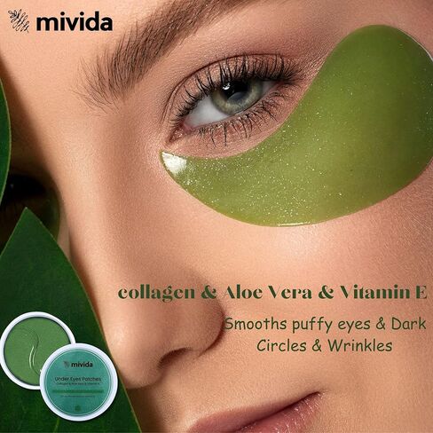 mivida Eye Wrinkle Pads & Patches with Caffeine & Hyaluronic | Under Eye Mask Patches | Face Mask Skin Care Products for Puffy Eyes | Cruelty-Free, Vegan Eye Patches | 30 Pairs in Saudi Arabia