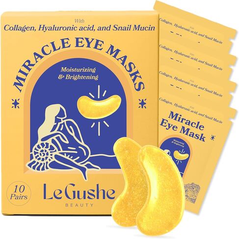LE GUSHE Under Eye Patches - 24K Gold Under Eye Mask Anti-Aging Hyaluronic Acid Collagen Under Eye Pads Reducing Dark Circles & Wrinkles Treatment Gel Bags (20 pairs gold) in Saudi Arabia