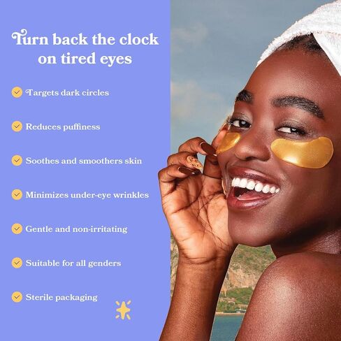 LE GUSHE Under Eye Patches - 24K Gold Under Eye Mask Anti-Aging Hyaluronic Acid Collagen Under Eye Pads Reducing Dark Circles & Wrinkles Treatment Gel Bags (20 pairs gold) in Saudi Arabia