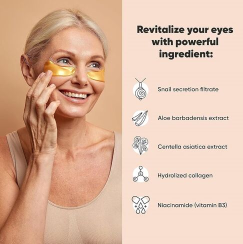 LE GUSHE Under Eye Patches - 24K Gold Under Eye Mask Anti-Aging Hyaluronic Acid Collagen Under Eye Pads Reducing Dark Circles & Wrinkles Treatment Gel Bags (20 pairs gold) in Saudi Arabia