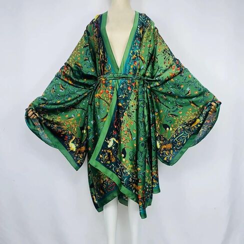 Plus Size Summer Cover up Cardigan Fashion Sexy African Holiday Party Long Sleeve Silk Feeling Robe Kimono Kaftan in Saudi Arabia