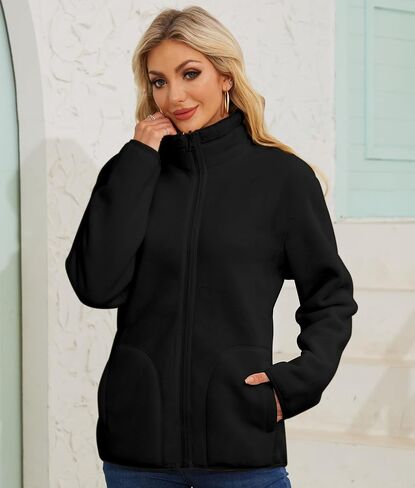 Women's Fleece Sherpa Jacket Fuzzy Zip Up Long Sleeve Casual Coat Soft Warm Fleece Jacket Outerwear With Pockets in Saudi Arabia