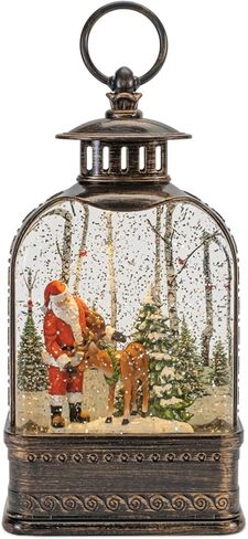 كرة ثلج LED بلاستيكية من ميلروز مع سانتا وغزال، عيد الميلاد، 9.75 بوصة ارتفاع، مؤقت 6 ساعات، البطاريات غير متضمنة، سلك USB متضمن in Kuwait