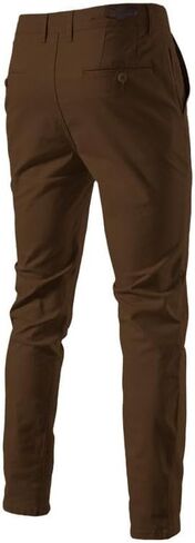 Men's Comfort Slim-fit Stretch Chino Pant Flat Front Solid Casual Pants in Saudi Arabia