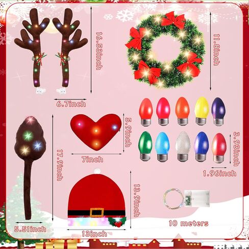زينة عيد الميلاد LED للسيارة، زينة سيارة عيد الميلاد المضيئة، ديكور سيارة عيد الميلاد، إكليل سيارة عيد الميلاد (مجموعة أرجل قزم، كبيرة) in Kuwait