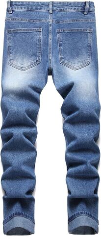 LZLER Mens Ripped Jeans,Distressed Destroyed Slim Fit Straight Leg Denim Pant with Holes in Saudi Arabia
