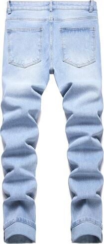 LZLER Mens Ripped Jeans,Distressed Destroyed Slim Fit Straight Leg Denim Pant with Holes in Saudi Arabia