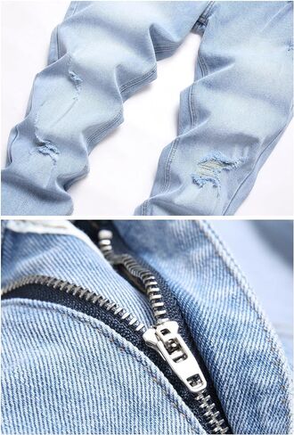 LZLER Mens Ripped Jeans,Distressed Destroyed Slim Fit Straight Leg Denim Pant with Holes in Saudi Arabia