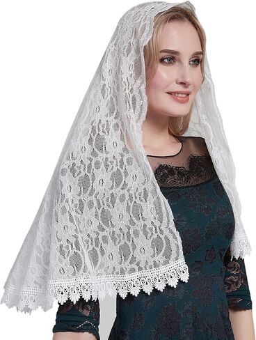 Head Covering Mantilla Veil Catholic Bilateral lace Veil Latin Mass S114 in Kuwait