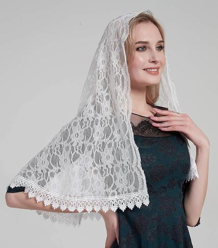 Head Covering Mantilla Veil Catholic Bilateral lace Veil Latin Mass S114 in Kuwait