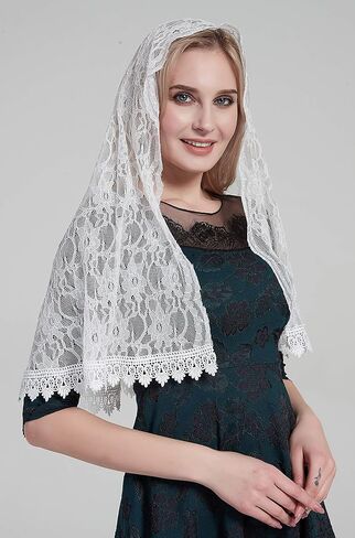 Head Covering Mantilla Veil Catholic Bilateral lace Veil Latin Mass S114 in Kuwait