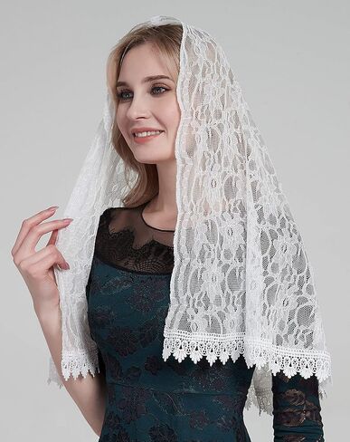 Head Covering Mantilla Veil Catholic Bilateral lace Veil Latin Mass S114 in Kuwait