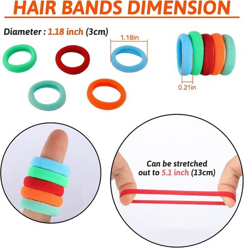 120 Pcs Baby Hair Ties, Cotton Toddler Hair Ties for Girls and Kids, Multicolor Small Seamless Hair Bands Elastic Ponytail Holders(15 Colors) in Saudi Arabia