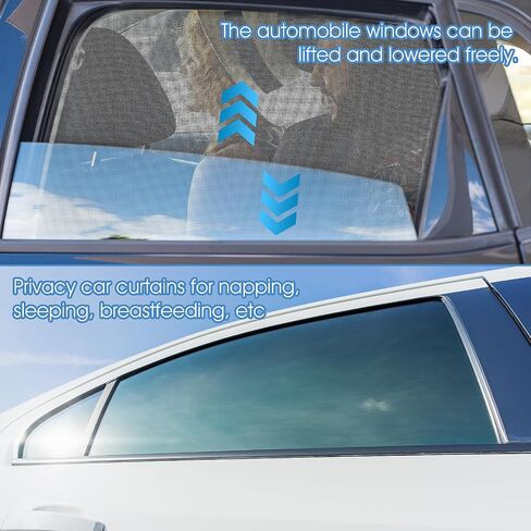 2PCS Magnetic Car Window Shades, Rear Side Window Sun Shades Protection from Heat & UV Breathable Mesh Privacy Shades Auto Curtains Baby Window Screen Covers for Camp Nap Sleep Breastfeeding in Saudi Arabia