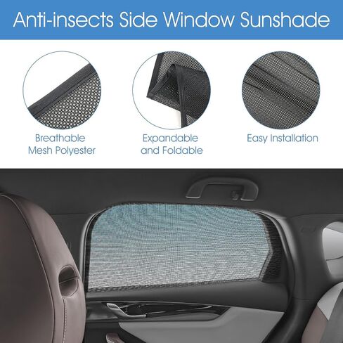2PCS Magnetic Car Window Shades, Rear Side Window Sun Shades Protection from Heat & UV Breathable Mesh Privacy Shades Auto Curtains Baby Window Screen Covers for Camp Nap Sleep Breastfeeding in Saudi Arabia