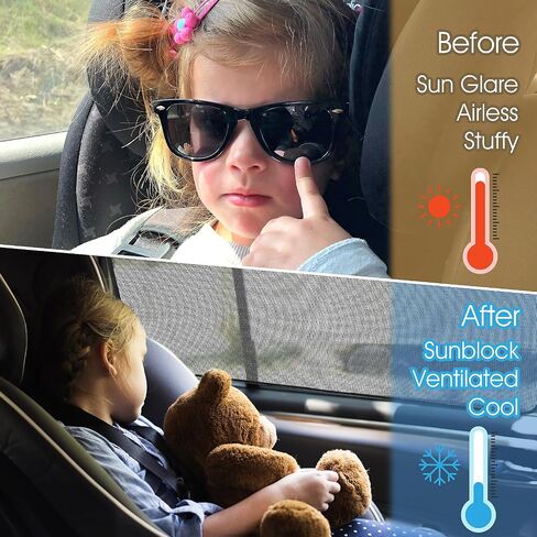 2PCS Magnetic Car Window Shades, Rear Side Window Sun Shades Protection from Heat & UV Breathable Mesh Privacy Shades Auto Curtains Baby Window Screen Covers for Camp Nap Sleep Breastfeeding in Saudi Arabia