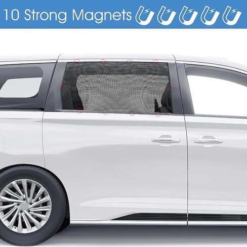 2PCS Magnetic Car Window Shades, Rear Side Window Sun Shades Protection from Heat & UV Breathable Mesh Privacy Shades Auto Curtains Baby Window Screen Covers for Camp Nap Sleep Breastfeeding in Saudi Arabia