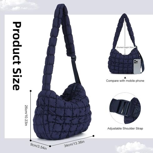 Oweisong Women Puffer Tote Bag Puffy Quilted Handbag Tote Lightweight Carryall Bag Large Hobo Crossbody Bag in Saudi Arabia