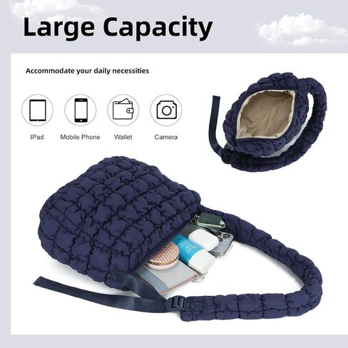 Oweisong Women Puffer Tote Bag Puffy Quilted Handbag Tote Lightweight Carryall Bag Large Hobo Crossbody Bag in Saudi Arabia