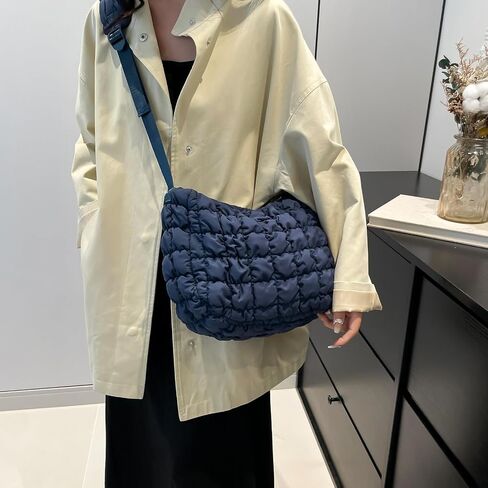 Oweisong Women Puffer Tote Bag Puffy Quilted Handbag Tote Lightweight Carryall Bag Large Hobo Crossbody Bag in Saudi Arabia