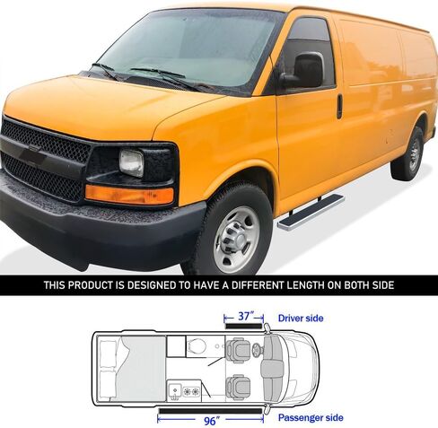 لوحات تشغيل APS مقاس 6 بوصات باللون الأسود غير اللامع متوافقة مع Chevy Express GMC Savana 1500 2500 3500 2003-2024 شاحنة كاملة الحجم ذات 3 أبواب من الفولاذ المقاوم للصدأ (قضبان Nerf وخطوات جانبية وقضبان جانبية) in Saudi Arabia