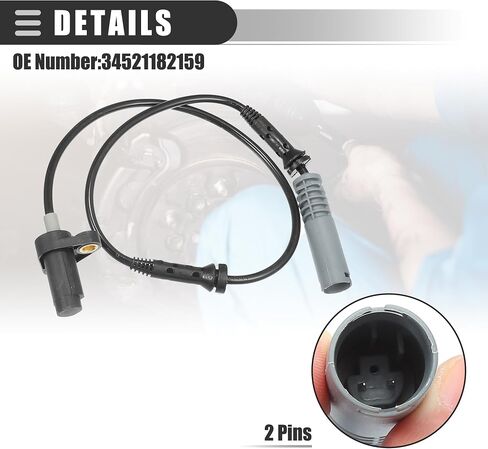 مستشعر سرعة عجلة حساس ABS أمامي يسار يمين من Motoforti، لسيارة BMW 5 E39 520i 1996-2000، بلاستيك، رقم 34521182159، أسود، قطعتان in Saudi Arabia