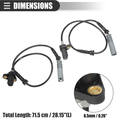 مستشعر سرعة عجلة حساس ABS أمامي يسار يمين من Motoforti، لسيارة BMW 5 E39 520i 1996-2000، بلاستيك، رقم 34521182159، أسود، قطعتان in Saudi Arabia