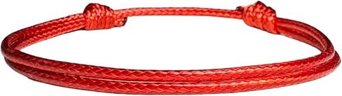 (عبوتان) سوار من النايلون الشمعي الأحمر قابل للتعديل للرجال والنساء - للجنسين مقاوم للماء وحماية العاطفة وقوة التعويذة وسحر الحظ السعيد والطاقة الحمراء سلسلة من الحب المصير in Kuwait