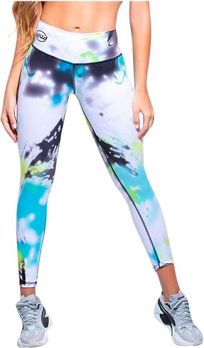 Women's Leggings Colombian Wild Sport & Active Wear Tie Die High Waist Tummy Control Workout LLTD05 SM White in Saudi Arabia