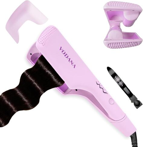 VODANA Professional Triple Flow Ceramic Hair Waver - Easy Beach Waves with Embedded Double Barrel Wave Iron. Experience Instant Heat, Long-Lasting Performance, and Quick Heat Up. (1.25 inch, Brown) in Saudi Arabia