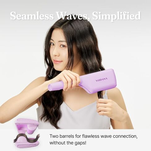 VODANA Professional Triple Flow Ceramic Hair Waver - Easy Beach Waves with Embedded Double Barrel Wave Iron. Experience Instant Heat, Long-Lasting Performance, and Quick Heat Up. (1.25 inch, Brown) in Saudi Arabia