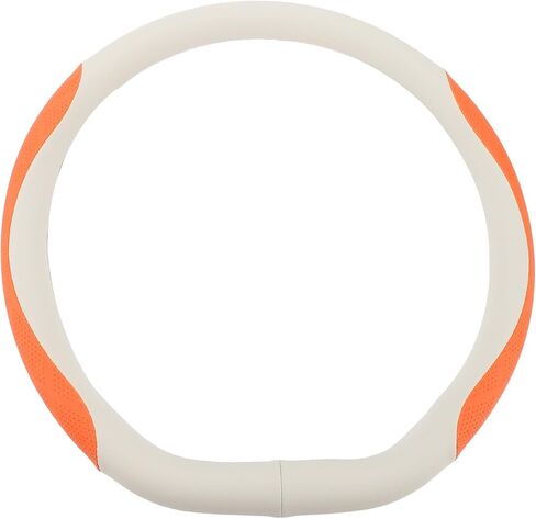 Steering Wheel Cover/Front Steering Wheel Accessories for Car Vehicle/Durable D Shape Leather / 1 Pcs Beige Gray Orange in Saudi Arabia