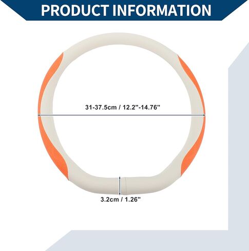 Steering Wheel Cover/Front Steering Wheel Accessories for Car Vehicle/Durable D Shape Leather / 1 Pcs Beige Gray Orange in Saudi Arabia