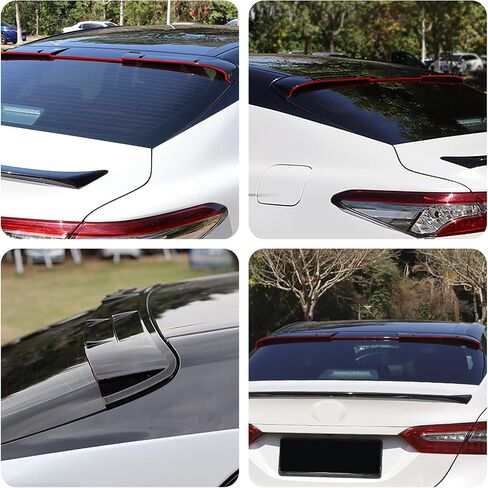 Roof Spoiler for 2018-2023 Toyota Camry M Style, ABS Rear Window Top Wing Splitter, Gloss Black with Red Line in Kuwait