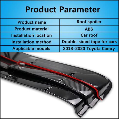 Roof Spoiler for 2018-2023 Toyota Camry M Style, ABS Rear Window Top Wing Splitter, Gloss Black with Red Line in Kuwait