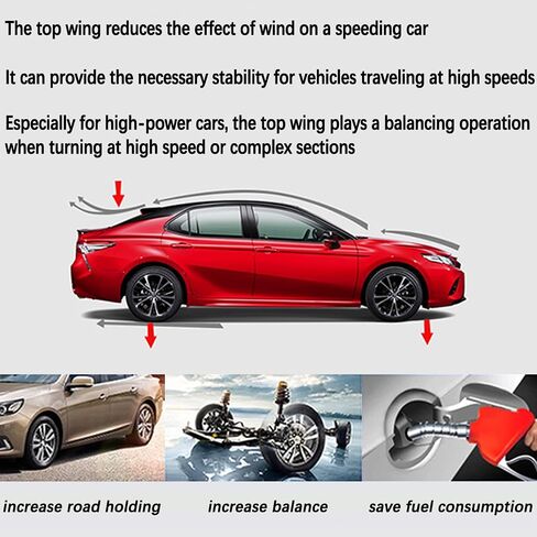 Roof Spoiler for 2018-2023 Toyota Camry M Style, ABS Rear Window Top Wing Splitter, Gloss Black with Red Line in Kuwait