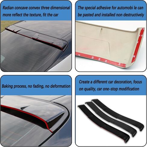 Roof Spoiler for 2018-2023 Toyota Camry M Style, ABS Rear Window Top Wing Splitter, Gloss Black with Red Line in Kuwait