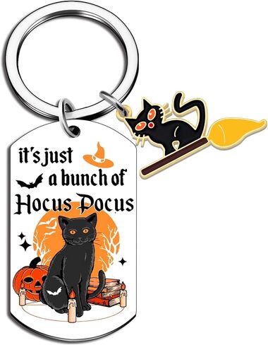 Hocus Pocus Keychain Witch Halloween Basket for Women Teen Girls Halloween Black Cat Decor Witchcraft Lovers Halloween Basket Stuffers Female Best Friends Black Cat Keychain Accessories in Saudi Arabia