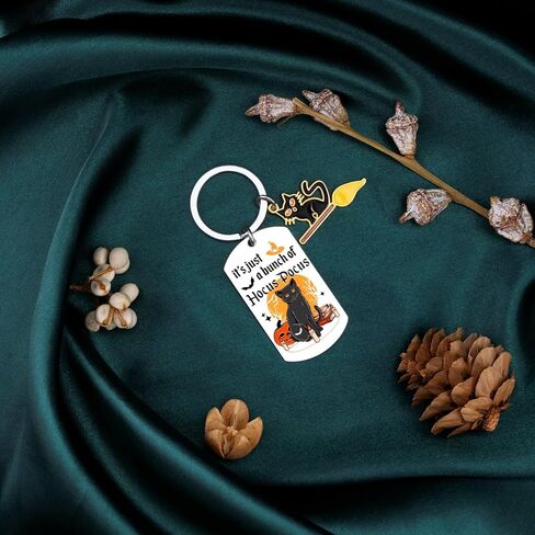 Hocus Pocus Keychain Witch Halloween Basket for Women Teen Girls Halloween Black Cat Decor Witchcraft Lovers Halloween Basket Stuffers Female Best Friends Black Cat Keychain Accessories in Saudi Arabia