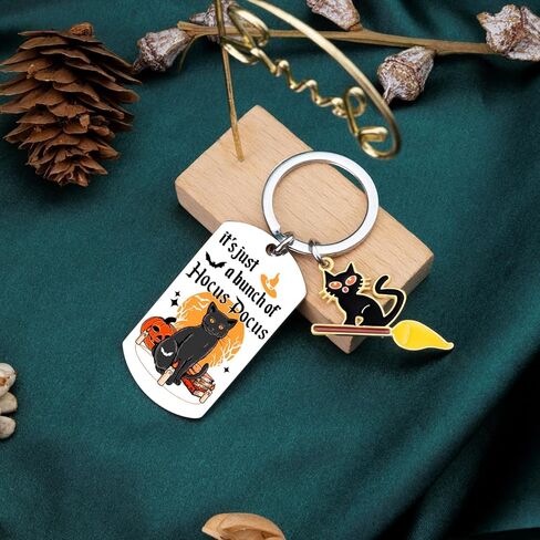 Hocus Pocus Keychain Witch Halloween Basket for Women Teen Girls Halloween Black Cat Decor Witchcraft Lovers Halloween Basket Stuffers Female Best Friends Black Cat Keychain Accessories in Saudi Arabia
