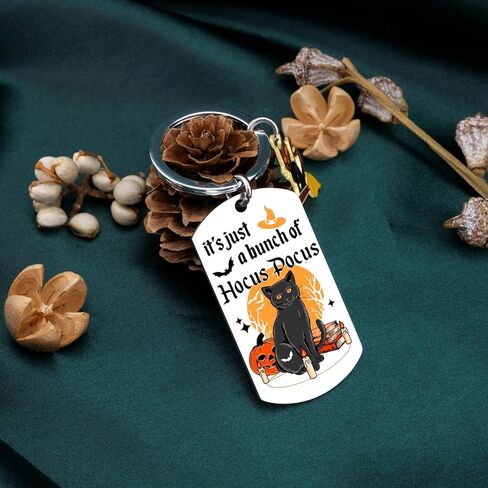 Hocus Pocus Keychain Witch Halloween Basket for Women Teen Girls Halloween Black Cat Decor Witchcraft Lovers Halloween Basket Stuffers Female Best Friends Black Cat Keychain Accessories in Saudi Arabia