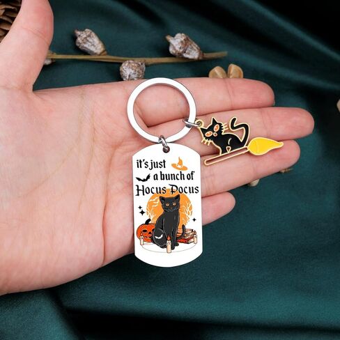 Hocus Pocus Keychain Witch Halloween Basket for Women Teen Girls Halloween Black Cat Decor Witchcraft Lovers Halloween Basket Stuffers Female Best Friends Black Cat Keychain Accessories in Saudi Arabia