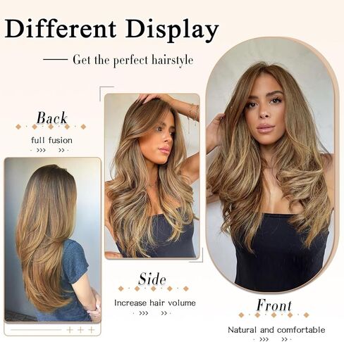 وصلات شعر بمشبك من FREEMEIGE، وصلات شعر سوداء للنساء وصلات شعر ذات طبقات مستقيمة صناعية مقاومة للحرارة وطويلة مموجة للاستخدام اليومي 20 بوصة in Kuwait