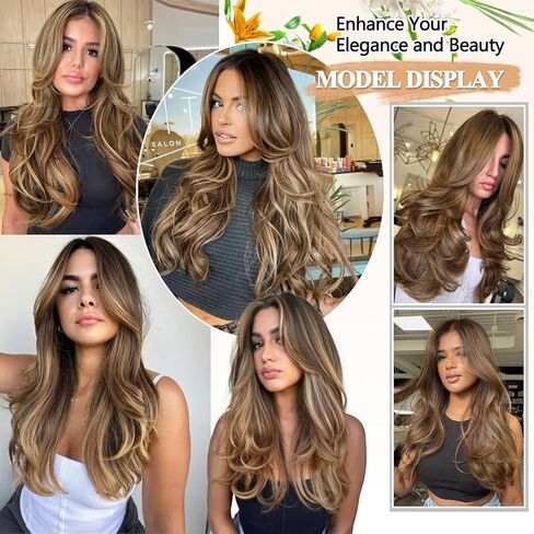 وصلات شعر بمشبك من FREEMEIGE، وصلات شعر سوداء للنساء وصلات شعر ذات طبقات مستقيمة صناعية مقاومة للحرارة وطويلة مموجة للاستخدام اليومي 20 بوصة in Kuwait